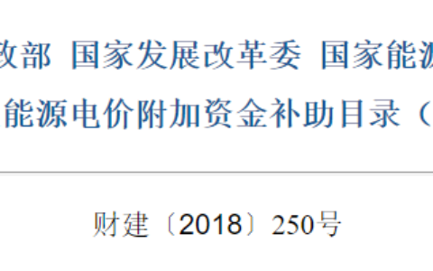 关于公布可再生能源电价附加资金补助目录（第七批）的通知（财建〔2018〕250号）20180611